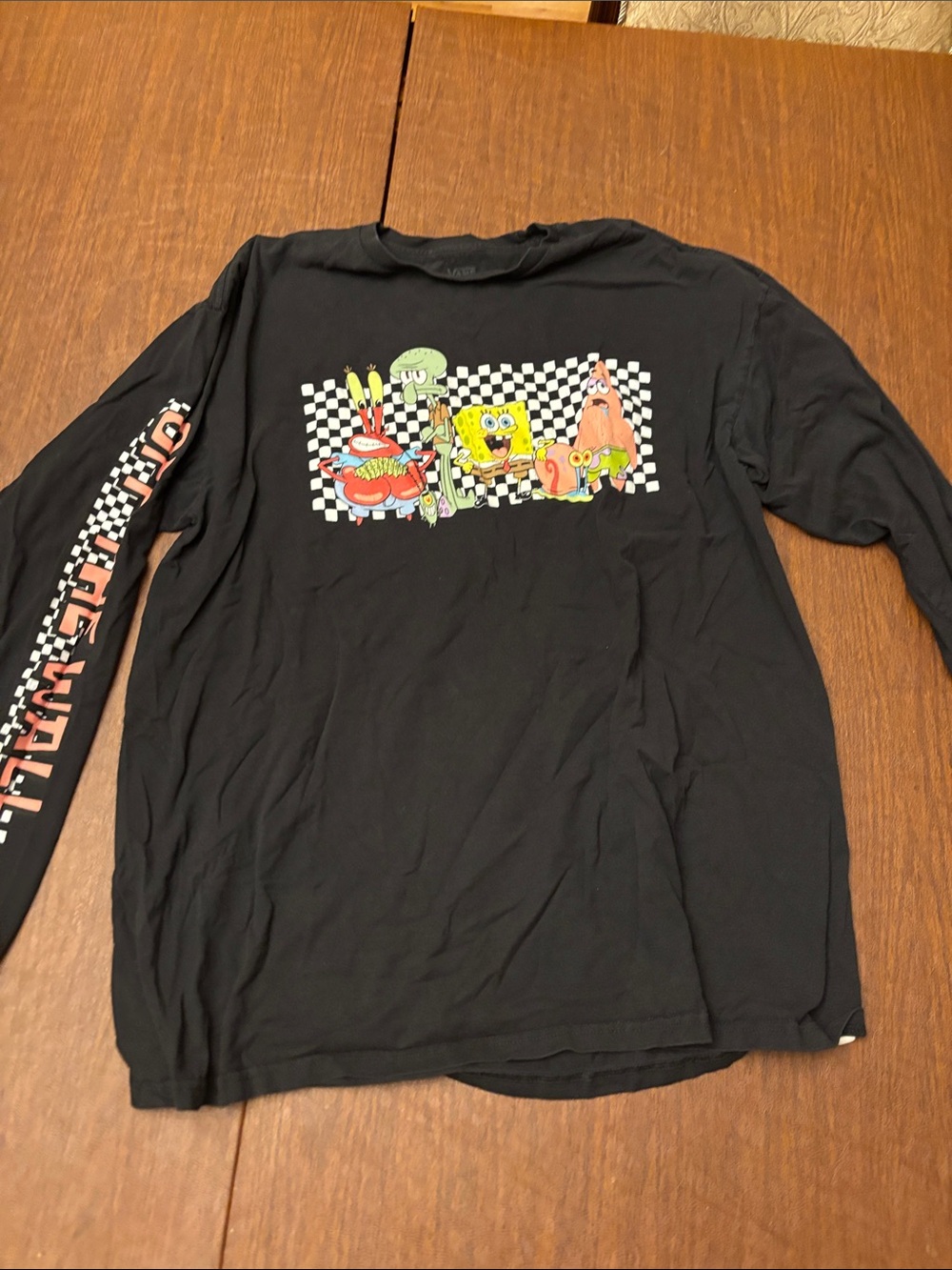 Vans Black SpongeBob Checkerboard Graphic Long Sleeve Tee